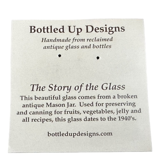 Bottled Up Designs- Ice Blue Earrings-  From Recycled Antique Glass Mason Jars - Picture 4 of 9